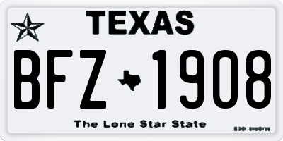 TX license plate BFZ1908
