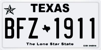 TX license plate BFZ1911