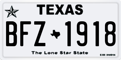 TX license plate BFZ1918