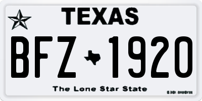 TX license plate BFZ1920