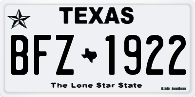 TX license plate BFZ1922
