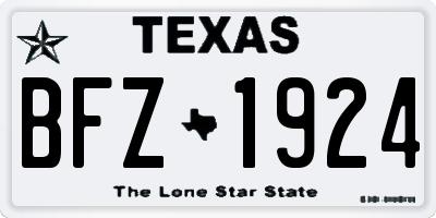 TX license plate BFZ1924