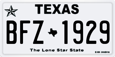 TX license plate BFZ1929