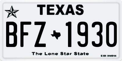 TX license plate BFZ1930