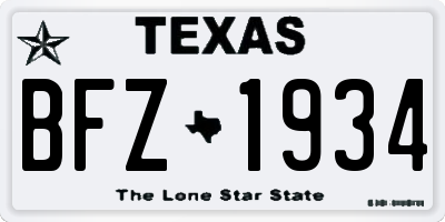 TX license plate BFZ1934