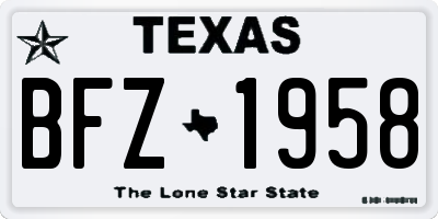 TX license plate BFZ1958