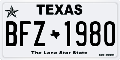 TX license plate BFZ1980