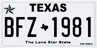TX license plate BFZ1981