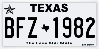 TX license plate BFZ1982