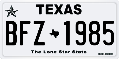 TX license plate BFZ1985