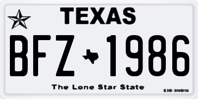 TX license plate BFZ1986