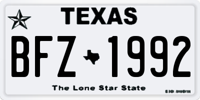 TX license plate BFZ1992