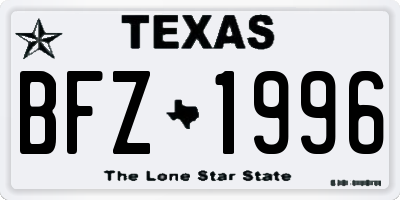 TX license plate BFZ1996