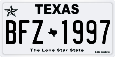 TX license plate BFZ1997