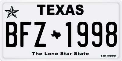 TX license plate BFZ1998
