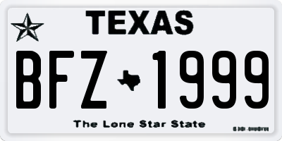 TX license plate BFZ1999