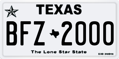 TX license plate BFZ2000