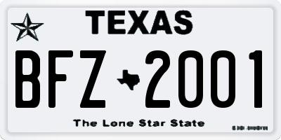 TX license plate BFZ2001