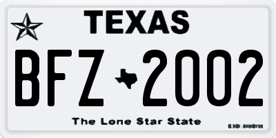 TX license plate BFZ2002