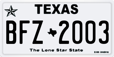 TX license plate BFZ2003