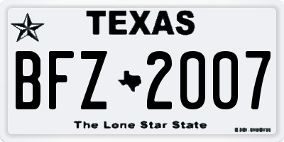 TX license plate BFZ2007