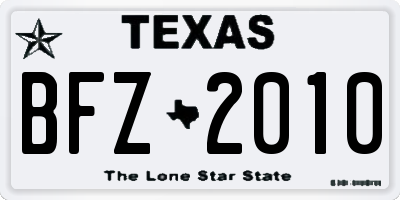 TX license plate BFZ2010