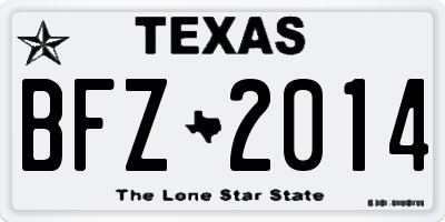 TX license plate BFZ2014
