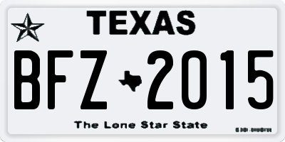 TX license plate BFZ2015