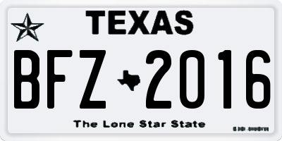 TX license plate BFZ2016