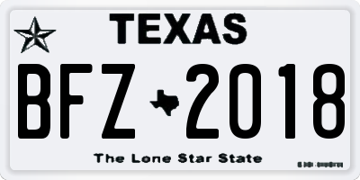 TX license plate BFZ2018