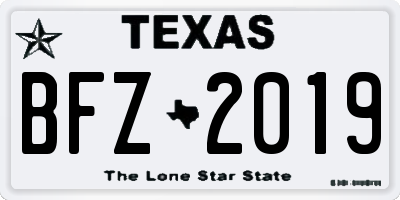 TX license plate BFZ2019