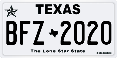 TX license plate BFZ2020