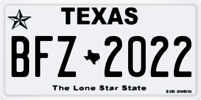 TX license plate BFZ2022