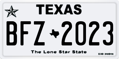 TX license plate BFZ2023
