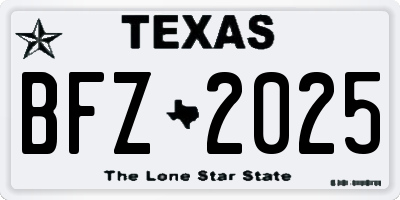 TX license plate BFZ2025
