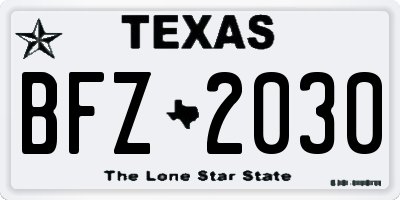 TX license plate BFZ2030