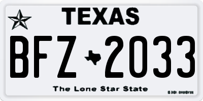 TX license plate BFZ2033