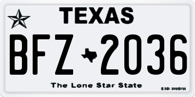 TX license plate BFZ2036