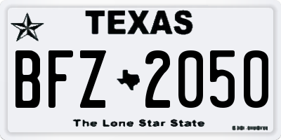 TX license plate BFZ2050