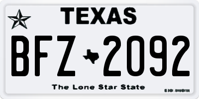 TX license plate BFZ2092