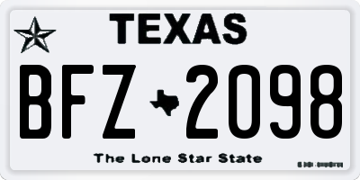 TX license plate BFZ2098