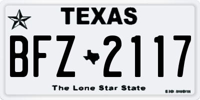 TX license plate BFZ2117