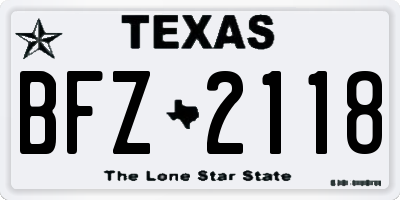 TX license plate BFZ2118