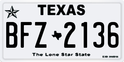 TX license plate BFZ2136