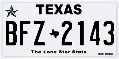 TX license plate BFZ2143