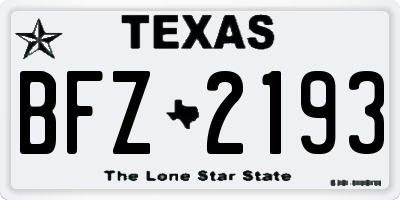 TX license plate BFZ2193