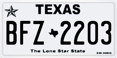 TX license plate BFZ2203
