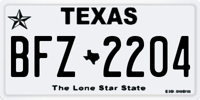 TX license plate BFZ2204