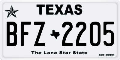 TX license plate BFZ2205