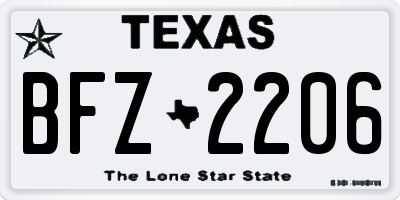 TX license plate BFZ2206